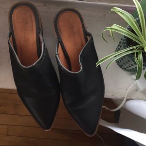 Black Leather Madewell Mules - Size 10
